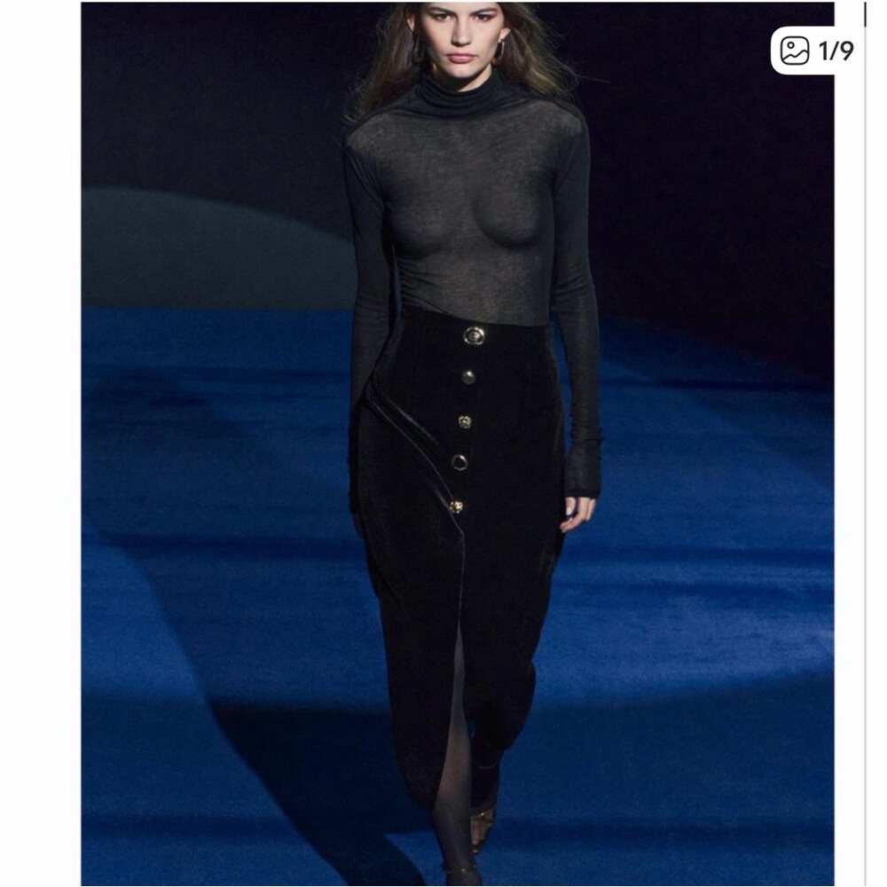 Elegant Black Velvet Skirt and Blouse